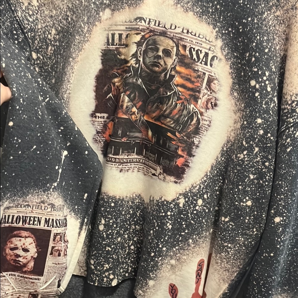 Jerzees Halloween Graphic Sweatshirt - Black and Cream